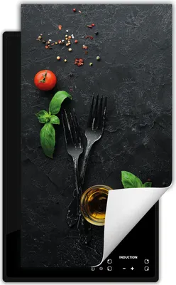 Image de DarHaus Plaque de recouvrement pour cuisinière 1 pièce 30x52 cm Tapis antidérapant Enroulable, ardoise - Cuisine