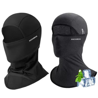Produktbild von ROCKBROS Sturmhauben Set 2 Stück Balaclava Winter Fleece und Sommer Atmungsaktiv mit Brillenöffnung für Fahrrad Motorrad Schwarz/Feingrau