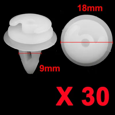 Image de 30 x 9mm Trou Plastique Rivet Fixation Possoire Noir Automobile Pare-chocs de Retenue