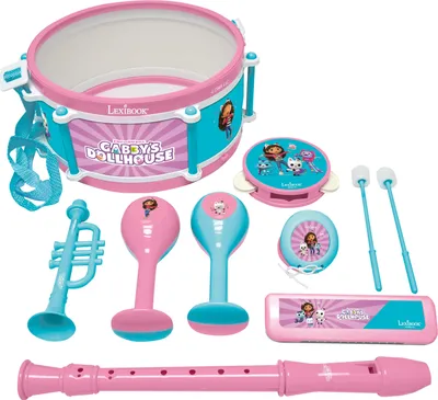 Obrázek produktu pro Hudební sada Gabby's Dollhouse se 7 nástroji - buben, maracas, flétna a další, ideální pro děti