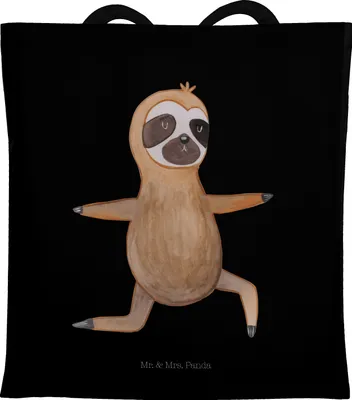 Produktbild von Mr. & Mrs. Panda Shopping Tasche Faultier Yoga - Schwarz - Geschenk, Yogaübungen, Tote Bag, Beutel, Stoffbeutel, Namaste, Jutebeutel
