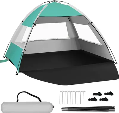 Produktbild von EUGAD Strandmuschel UV-Schutz 50+, tragbares Strandzelt für 3-4 Personen, ‎200 x 150 x 120 cm, hellgrün
