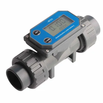 A digital water flow meter.