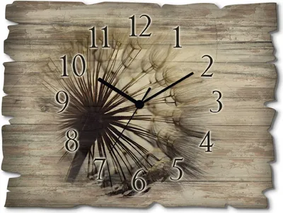 Produktbild von ARTland Holz Wanduhr Quarzuhr - schwarzer Zeiger Große Pusteblume Größe: 40x30 cm