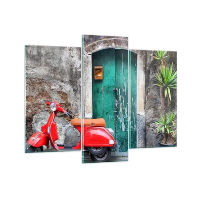 Produktbild von Bilder auf glas - Scooter transport italien retro - 130x100cm - Glasbilder - Wandbilder - Kunstdruck - Wanddekoration aus Glas - Glas Bilder - Wandbild auf Glas - GCB130x100-2571