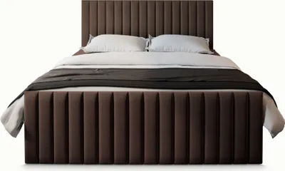 Produktbild von Masseno Boxspringbett ARION 160x200 cm Komplett-Set mit Bonell Matratze und Topper, Polsterbett mit Bettkästen -Braun, KRONOS 06