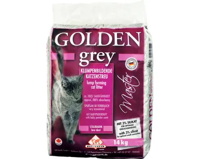 Produktbild von Katzenstreu Golden Grey Master mit Babypuderduft 14 kg