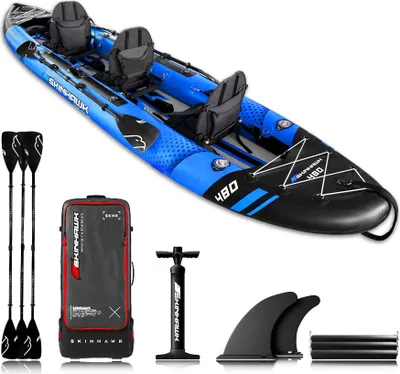 Produktbild von SKINHAWK 3ER EXCLUSIV KAJAK 480 x 96 CM BLAU – Set ohne Paddel