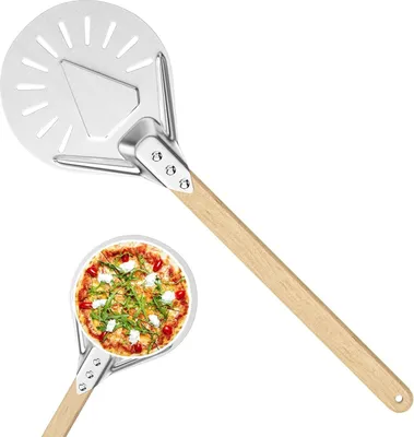 Obrázek produktu pro Děrovaná škrabka na pizzu - s rukojetí proti připálení - 17,8 cm - hliníková