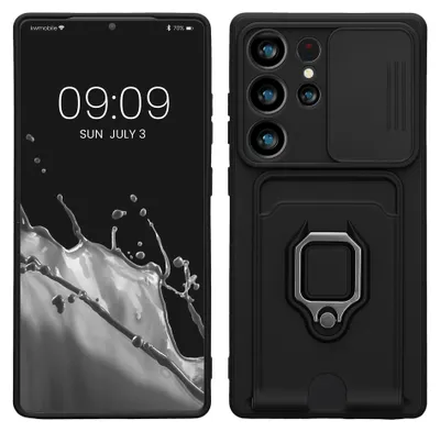 Produktbild von kwmobile Handyhülle kompatibel mit Samsung Galaxy S25 Ultra - Softcase mit Kameraschutz - Kartenfach - Schwarz