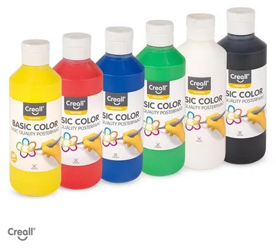 Obrázek produktu pro Creall Basiccolor, sada 6 barev, 250 ml, balení.