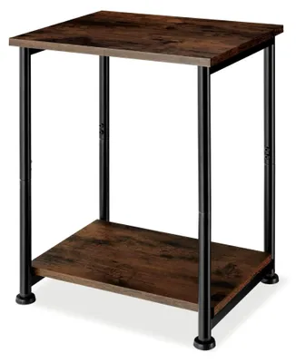 Produktbild von Beistelltisch mit 2 Ebenen aus Holz im Industrie-Design, 38,5 x 30 x 51,5 cm, für Wohnzimmer, Schlafzimmer, Büro und Flur, schwarzes Metallgestell