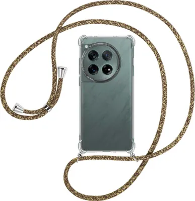 Produktbild von Handykette Backcover-Schutzhülle mit Band (Metall silberfarben) für OnePlus 12 5G (PJD110) - braun+beige