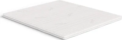 A white mattress topper is shown from a slightly elevated angle against a white background.