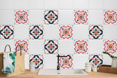 Produktbild von 24 Stück Laminierter Wandaufkleber Bad Küche Selbstklebende Bad Deko Helle Dekoration 20 x 20 cm