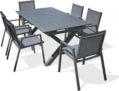 Image de Ensemble repas de jardin 6 places en aluminium