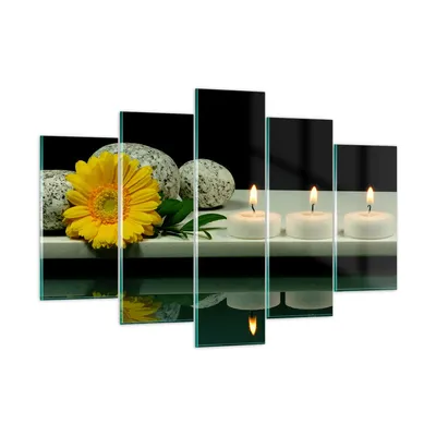Produktbild von Bilder auf glas - Spa Blume Kerze Stein - 150x100cm - Glasbilder - Wandbilder - Kunstdruck - zum Aufhängen bereit - Wanddekoration aus Glas - Glas Bilder - Wandbild auf Glas - GEA150x100-0415