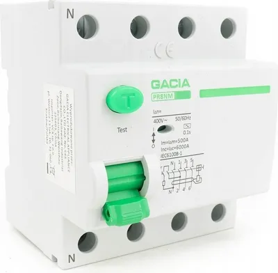 Image de Disjoncteur différentiel GACIA, type AC, 30mA, 4 pôles. Disjoncteur de protection différentiel, fusible 63A