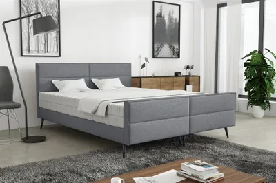Produktbild von Polsterbett Doppelbett CREMONA 200x200cm Komplettset Stoff Gemma Dunkelgrau