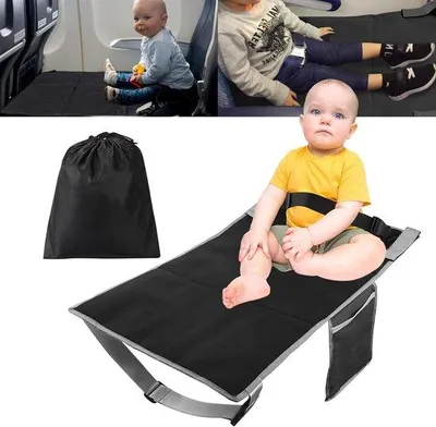 Image de Extension de siège d'avion pour enfants : repose-pieds et extension de siège pour les enfants voyageant en avion (Pliable, Noir)