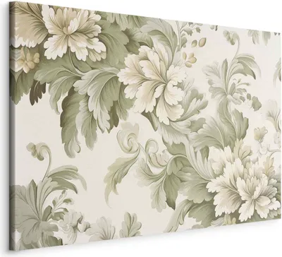 Produktbild von Italienischer Leinwand Leinwandbild - Retro Vintage Flowers in Delicate Cream and Green Colors 120x80 cm Blumen f-H-10015-b-a