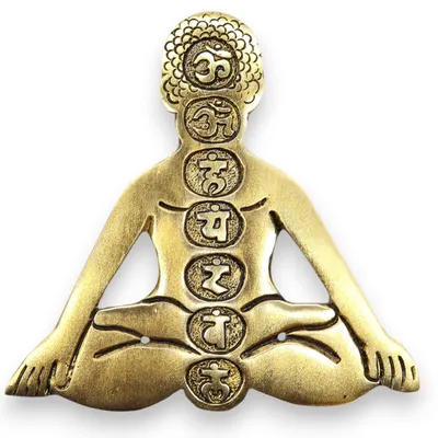 Imagen del producto de Porta Incienso Yoga Siete Chakras Aluminio Dorado 12x12cm