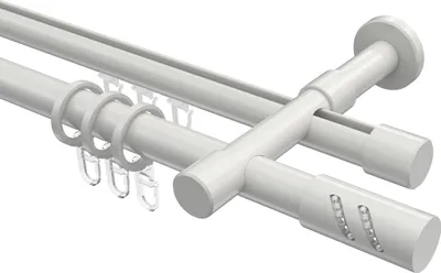 Produktbild von Interdeco Rundrohr-Innenlaufstange / Gardinenstange (Kombination) Weiß, Typ Prestige Zoena (Glitzerzylinder), 20 mm Ø 2-läufig, 480 cm