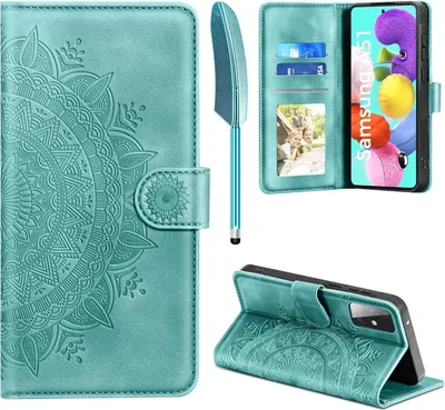 Produktbild von Samsung Galaxy A51 Lederhülle Flip Wallet Schutzhülle Grün