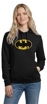 Produktbild von Spreadshirt DC Comics Batman Logo Used Look Karneval Damen Hoodie, L, Schwarz