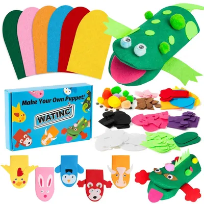 Immagine prodotto di Kit per creare marionette di feltro, 6 pezzi, fai da te, per bambini, con accessori
