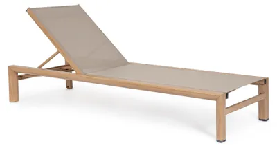 Produktbild von Gartenliege SKIPPER NEW mit Rollen, Gestell aus Aluminium in Holzoptik und Textilene