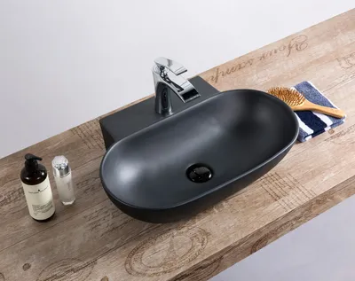 Produktbild von Wand Keramik Waschbecken Marina 3.0 Matt Schwarz 55 cm