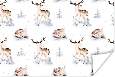 Produktbild von MuchoWow® Poster Winter - Schnee - Hirsche 60x40 cm - Schlafzimmerdekoration