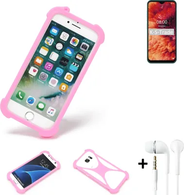 Produktbild von K-S-Trade Bumper + Kopfhörer kompatibel mit Ulefone Note 8P Handy Hülle Schutzhülle Silikon Schutz Hülle Cover Case Silikoncase Silikonbumper TPU