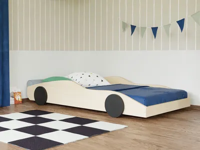 Produktbild von Kinder-Auto-Bett in Form eines Sportwagens DRIFTY 80x160 cm Seemannblau - Transparent