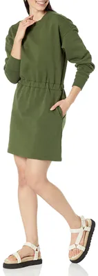 Produktbild von A. Essentials Damen Langärmliges Sweatshirtkleid, Dunkles Olivgrün, S