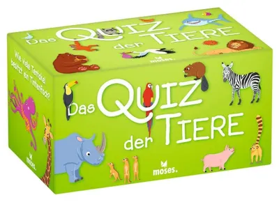 Produktbild von Quiz der Tiere Kinder Wissensquiz mit 100 spannenden Tierfragen Wissensspiel über das Reich der Tiere Ratespiel für clevere Kids und Tierfreunde