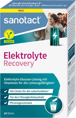 Produktbild von sanotact® Elektrolyte Recovery – Elektrolyt Pulver mit Cholin & Vitaminen – Hydration & Energie für Party, Sport & Festivals