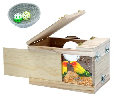 Produktbild von Vogelnestkästen aus Holz für Sittiche und Lovebirds, Brutkästen für Wildvögel und Haustier Wellensittiche