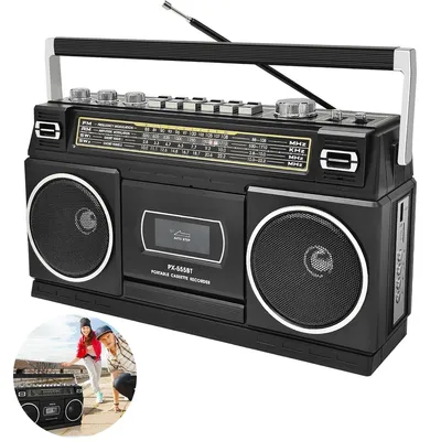 Produktbild von Kassettenspieler mit Bluetooth & Radio (AM/FM/SW) | Digitalisierung von Kassetten auf USB | Stereo Sound,10W, Kassettendeck, USB/TF-Wiedergabe