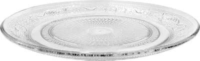 Produktbild von Servierplatte aus Glas, mit Relief Muster, in 4 Größen wählbar | Tortenplatte | Kuchenplatte | Kerzenteller | Gesteckteller | Tortenständer | Glas Servierplatte für Kuchen & Torten | Kuchenplatte zum Dekorieren, Größe:Ø18cm