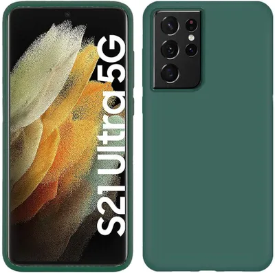 Obrázek produktu pro Pouzdro pro Samsung Galaxy S21 Ultra 5G, měkké silikonové ochranné pouzdro z tekuté gumy Noční zelená