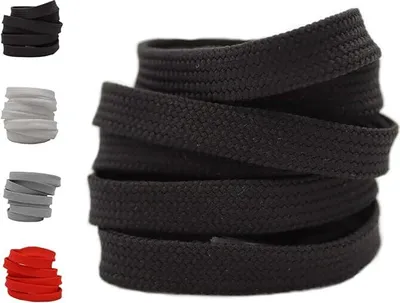 Produktbild von Schwarze Flache Schnürsenkel – 10mm Breite, 100cm Länge | Robuste & Stylische Schnürsenkel für Alltags- und Sportschuhe