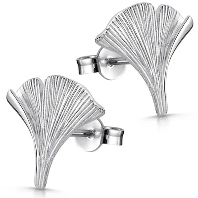 Produktbild von MATERIA by Matthias Wagner Damen Ohrstecker Ginkgoblatt Sterling Silber 925 rhodiniert 14,5mm SO-35