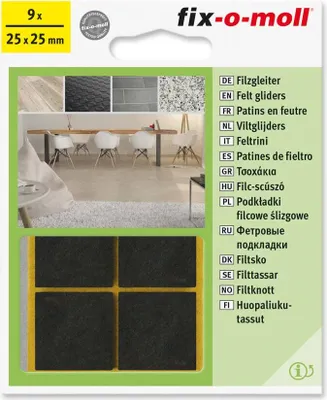 Produktbild von Filzgleiter 25mm x 25mm braun fix-o-moll