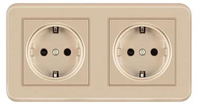 Obrázok produktu pre Dvojitá zapustená stenová zásuvka Techstar® TS-PC, 110-250V, 16A, ťažko horľavá, 80x151mm, Zlatá