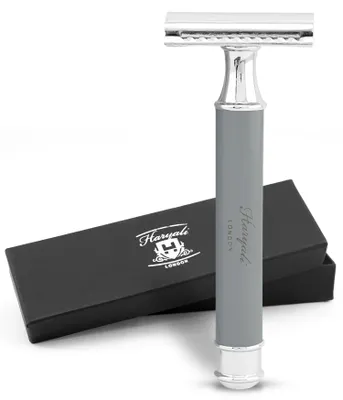 Produktbild von Zweischneidiger Rasierhobel für Unisex, glatter Metallgriff, grau Pack, Rutschfester, verstellbarer Nassrasierer aus hochwertigem Metall, Abwaschbarer