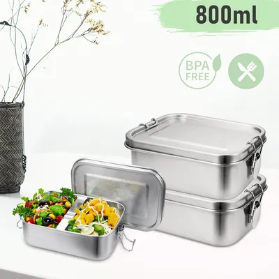 Produktbild von Clanmacy 800ml Brotdose ohne Plastik BPA frei brotdose edelstahl Edelstahl Lunchbox