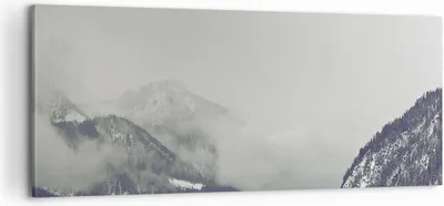 Produktbild von Bild auf Leinwand - Leinwandbild - Einteilig - Berge Wald Nebel - 100x40cm - Wand Bild - Wanddeko - Wandbilder - Leinwanddruck - Bilder - Wanddekoration - Leinwand bilder - Wandbild - AB100x40-4270