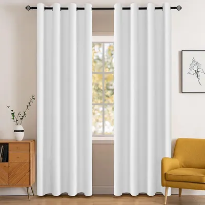 Imagen del producto de Juego de 2 cortinas impermeables, 140x280 cm, color blanco